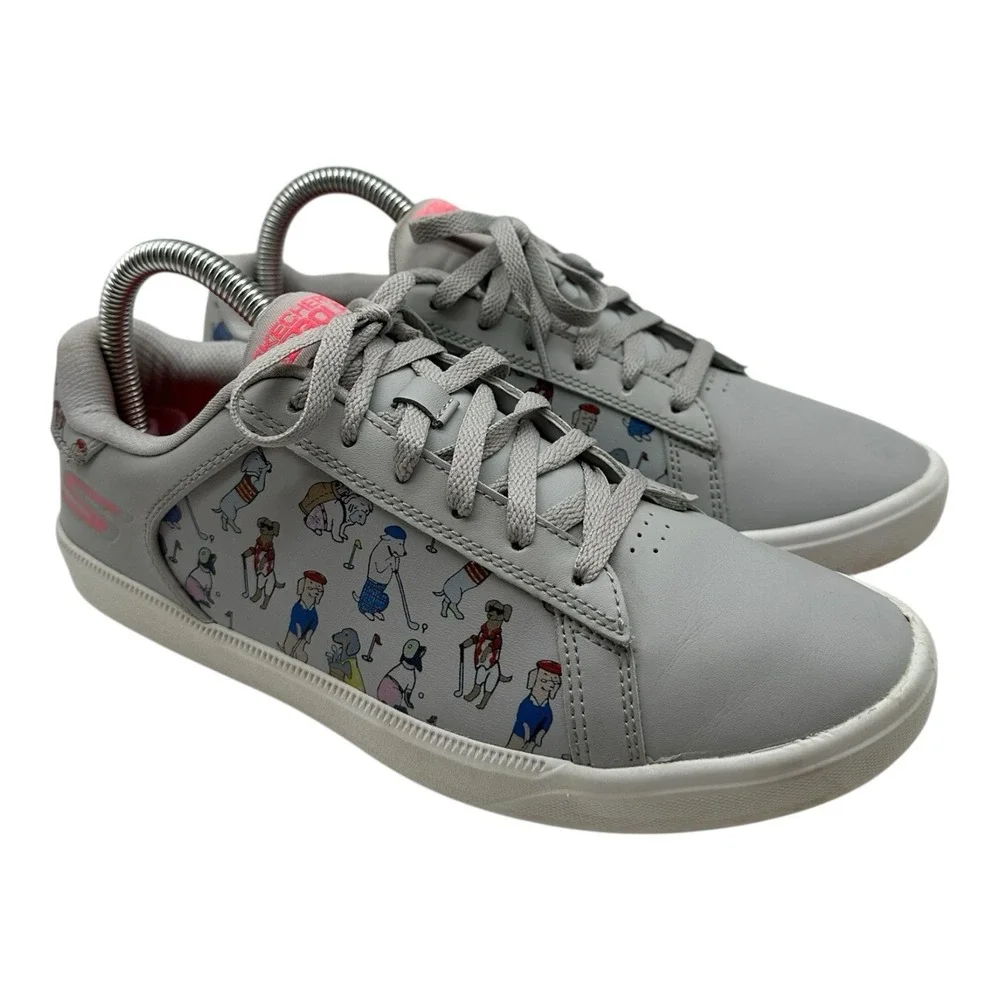 Skechers Go Golf‎ Drive 4 Shoes Womens 8.5 Gray Dog Novelty Print Sneakers 17011